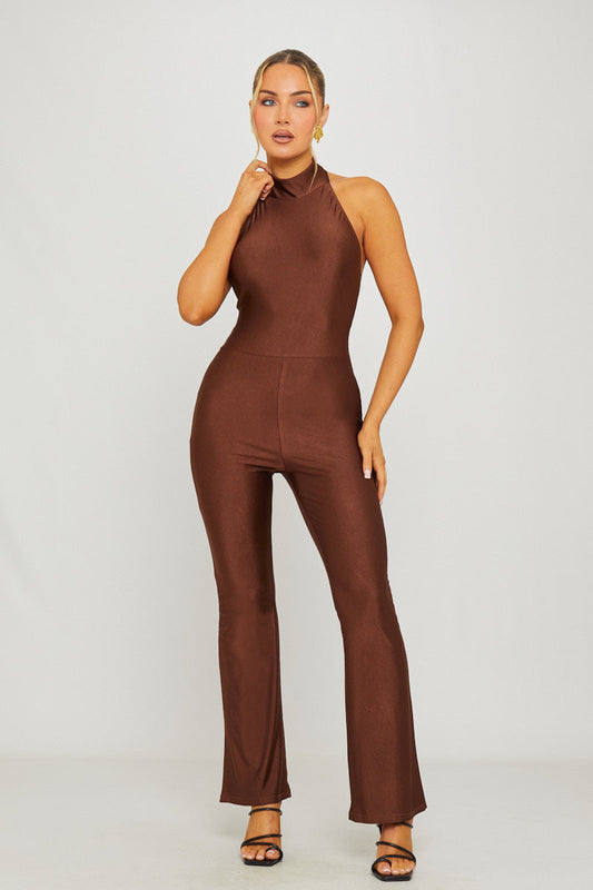The Midnight Brown Sleeveless Jumpsuit