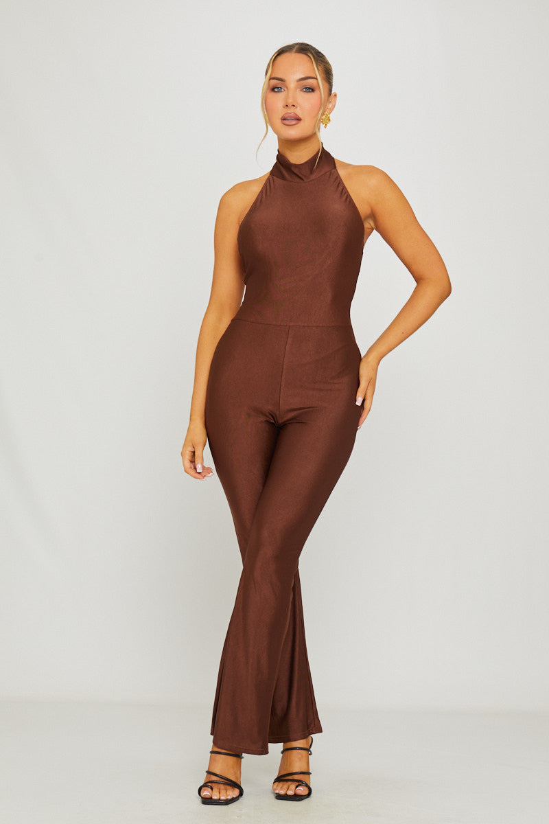 The Midnight Brown Sleeveless Jumpsuit