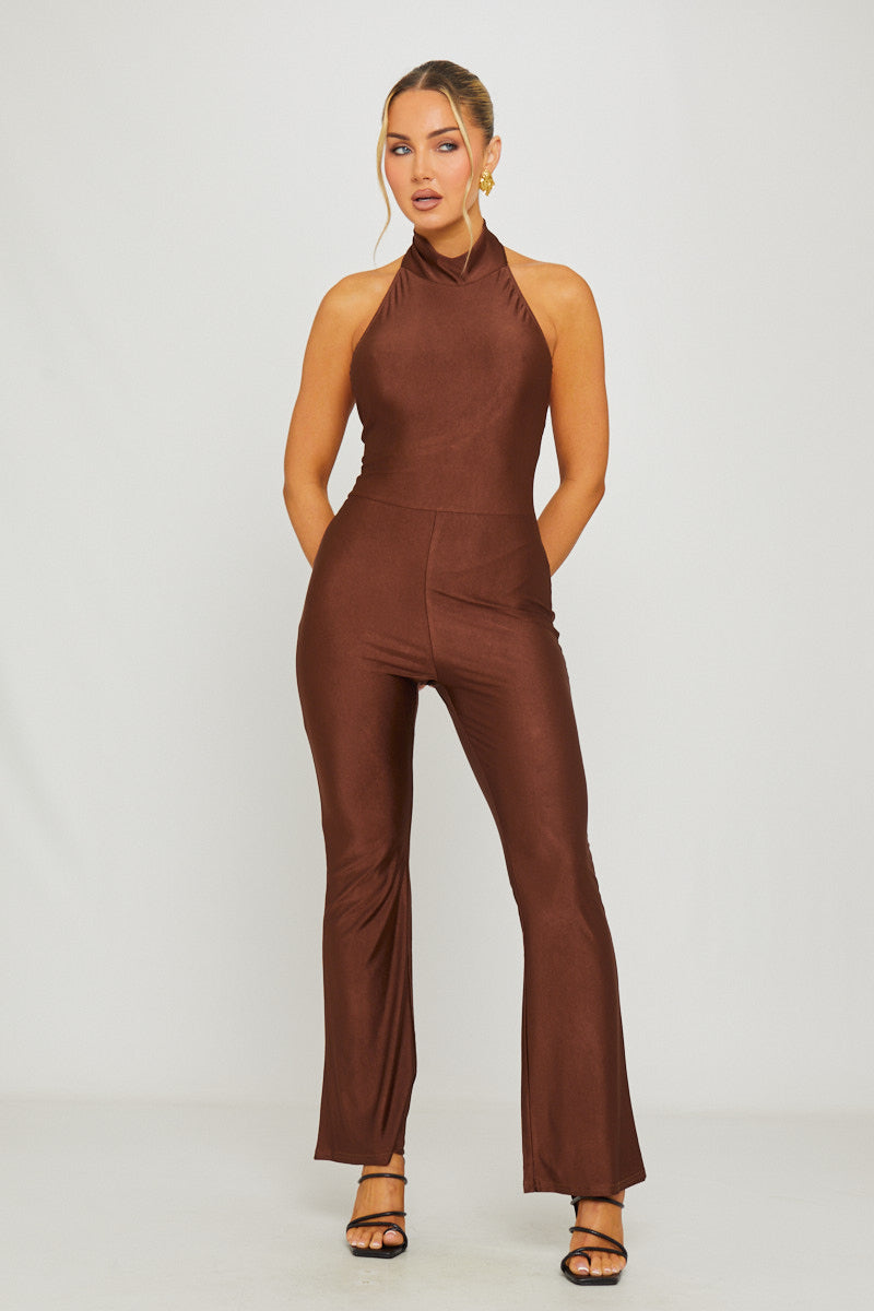 The Midnight Brown Sleeveless Jumpsuit