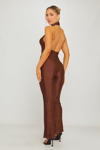 The Midnight Brown Sleeveless Jumpsuit