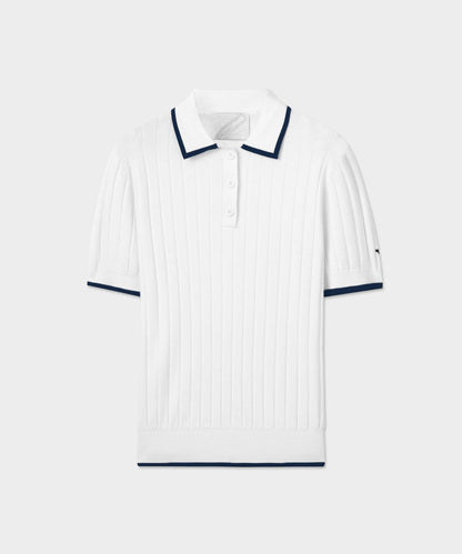 The Onyx White Knit Polo