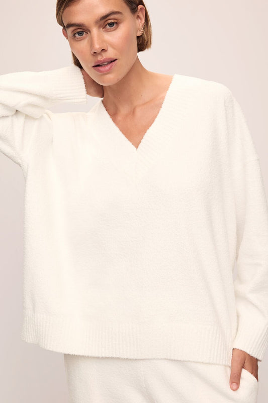 The Studio Bouclé Sweater – Oversized V-Neck