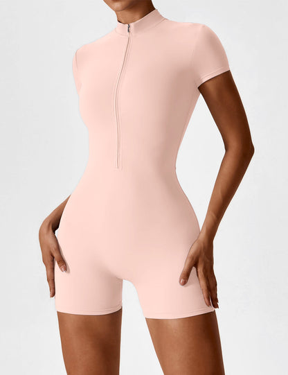 The VelvetEase Short Sleeve Zipper Romper