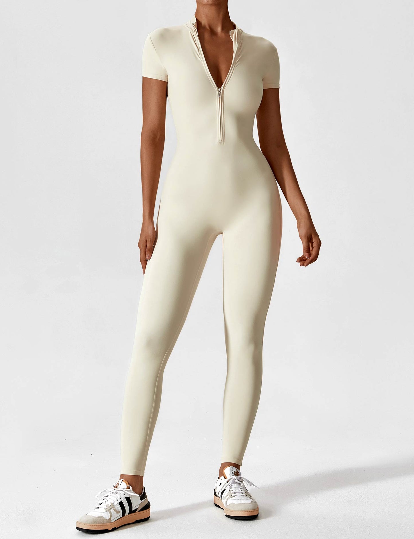 The Lunara Short Sleeve Zipper Jumpsuit