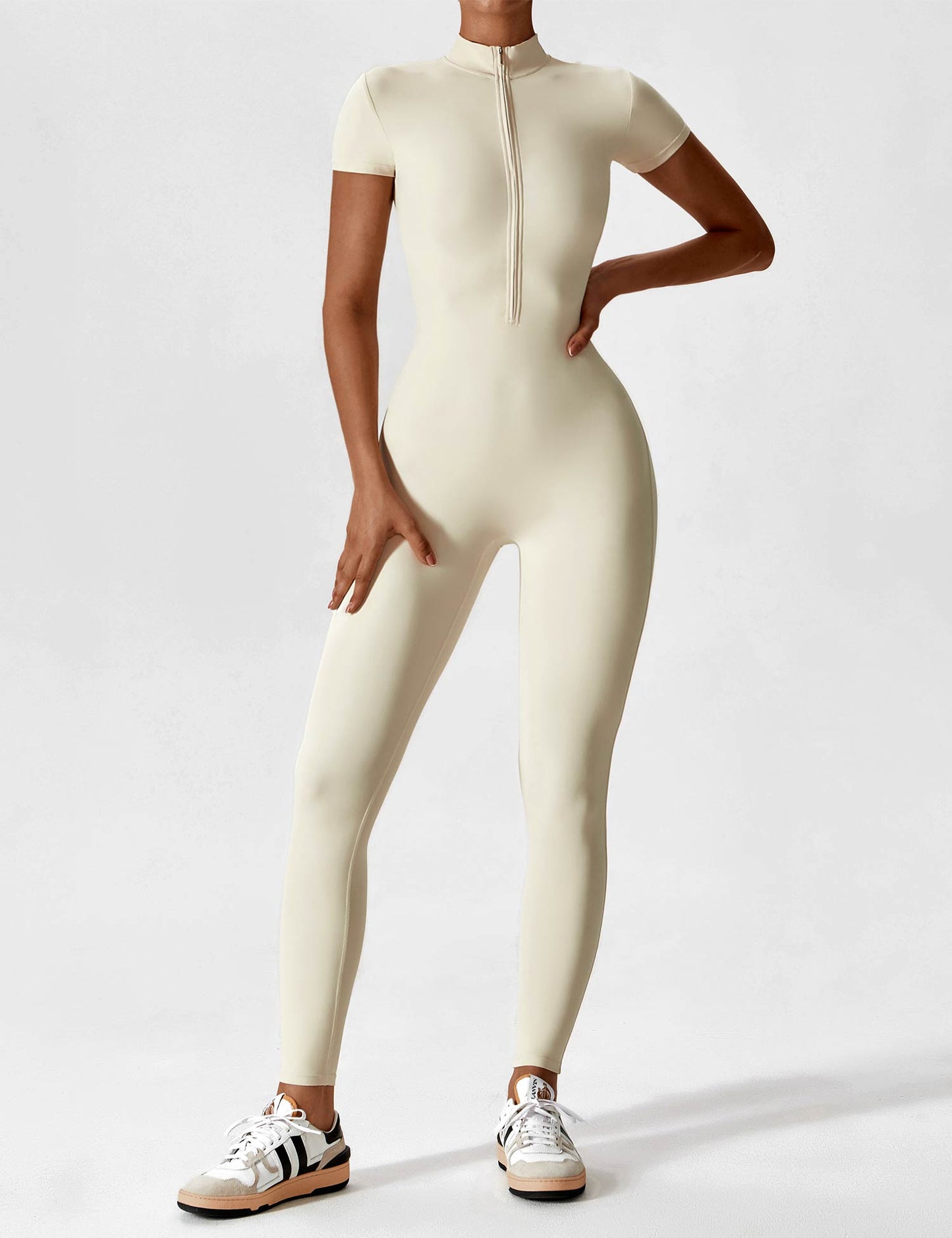 The Lunara Short Sleeve Zipper Jumpsuit