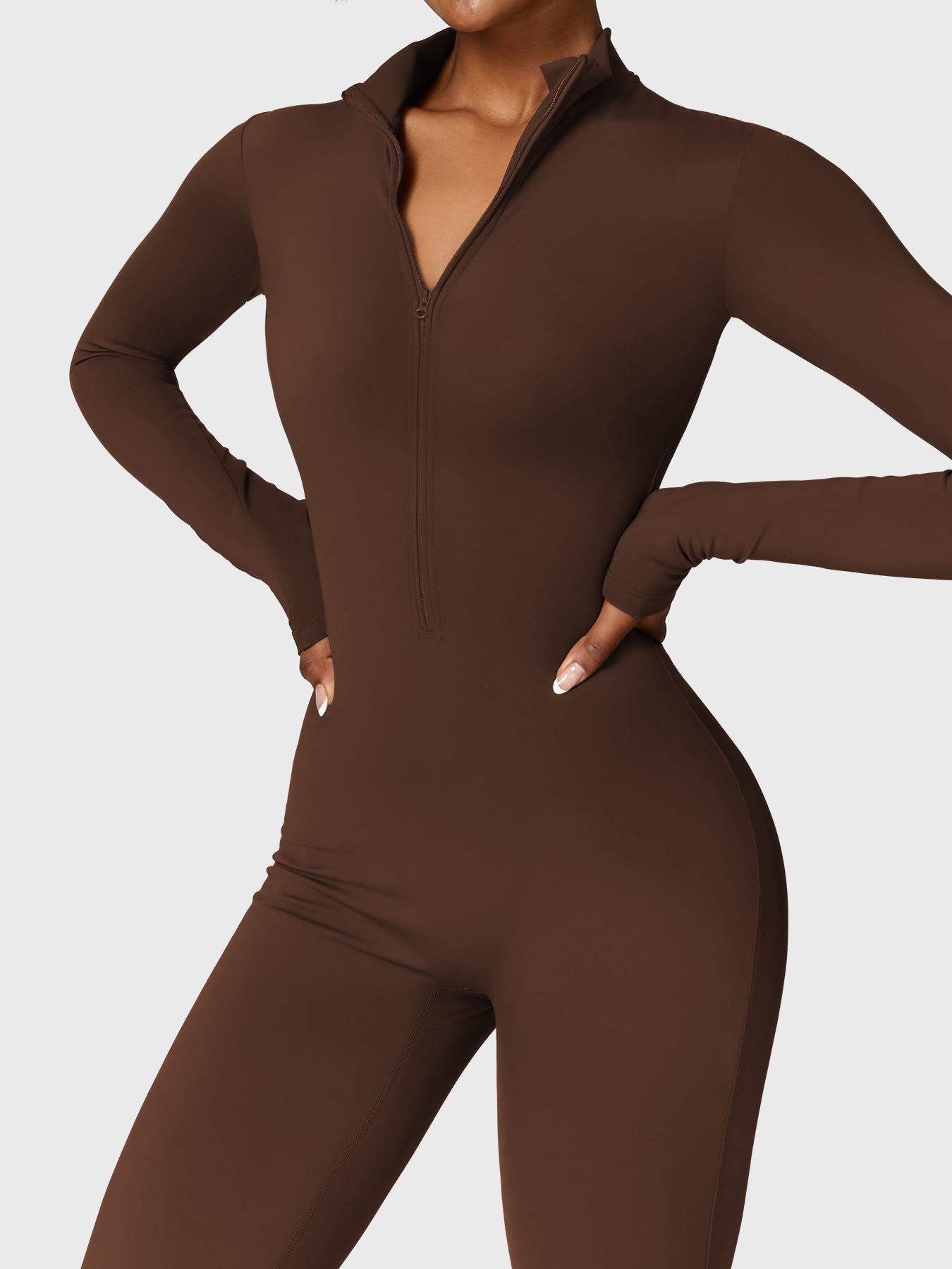 The Veloura Fleece Long Sleeve Zipper Jumpsuit (warm) 