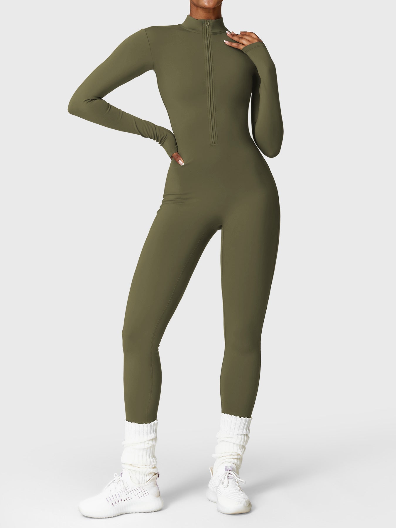 The Veloura Fleece Long Sleeve Zipper Jumpsuit (warm) 