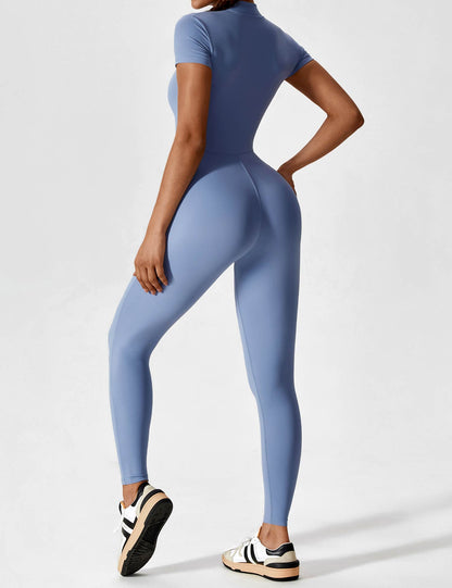 The Lunara Short Sleeve Zipper Jumpsuit