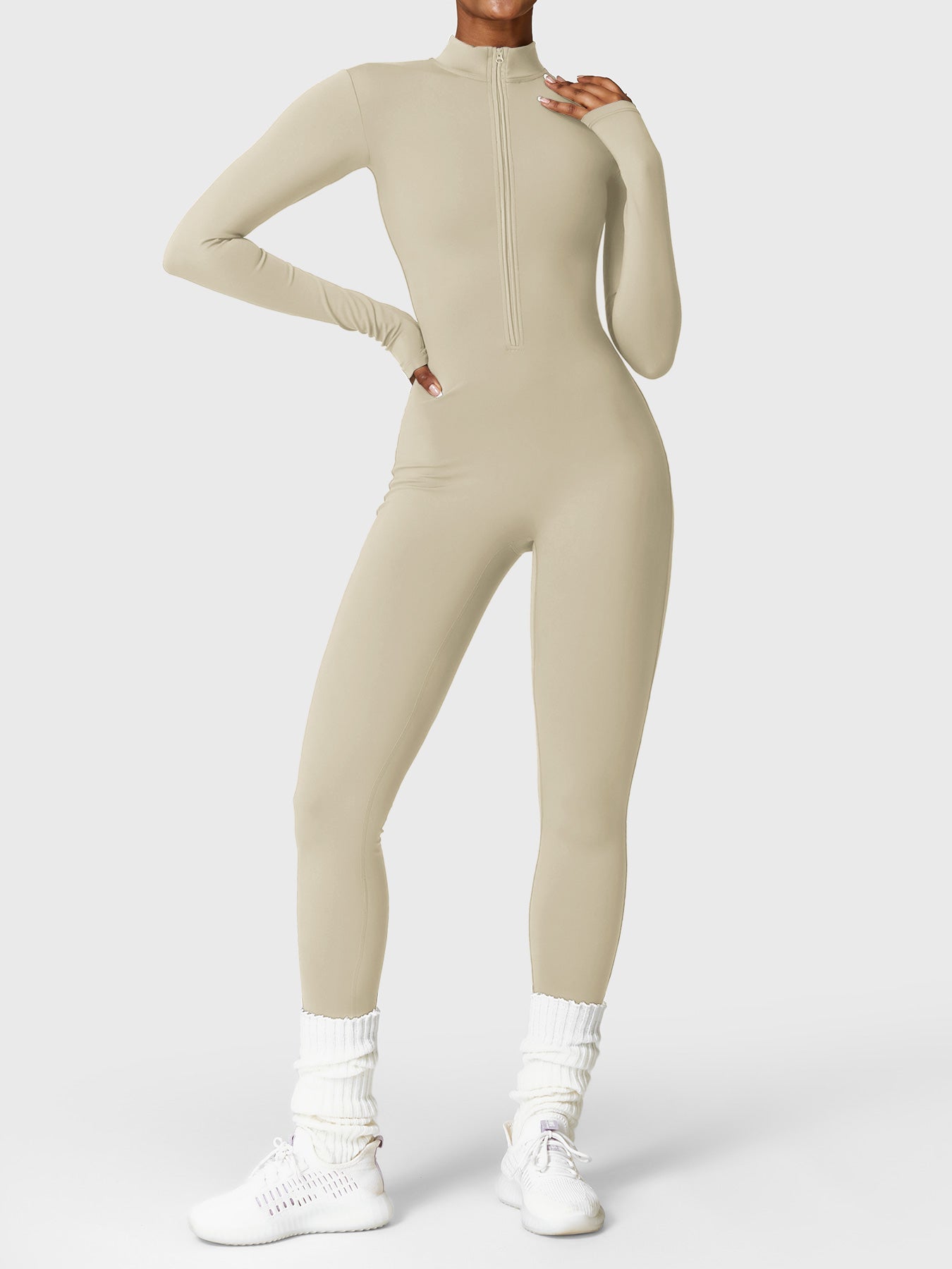 The Veloura Fleece Long Sleeve Zipper Jumpsuit (warm) 