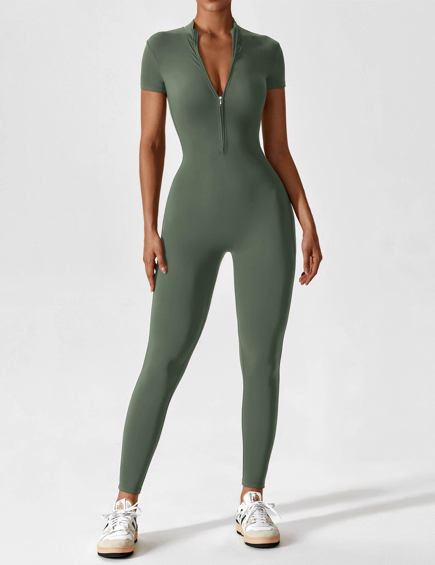 The Lunara Short Sleeve Zipper Jumpsuit