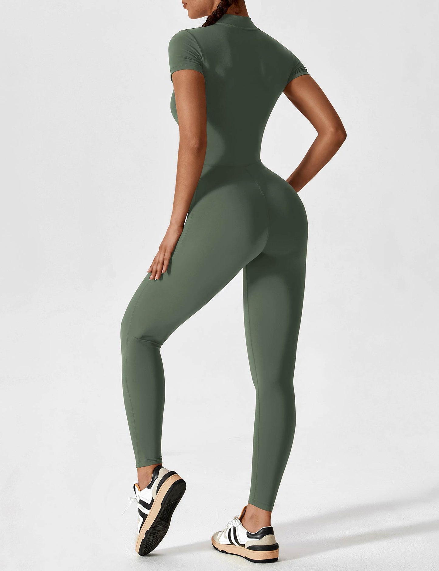 The Lunara Short Sleeve Zipper Jumpsuit