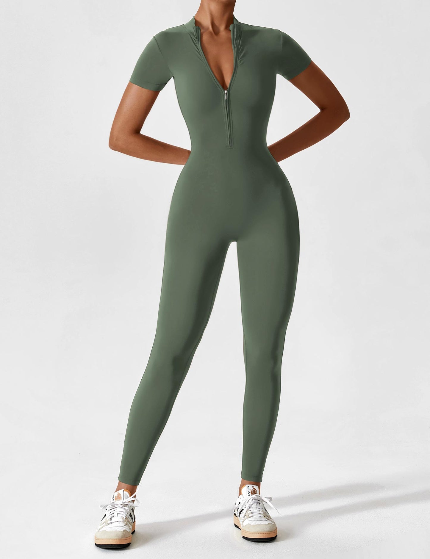 The Lunara Short Sleeve Zipper Jumpsuit
