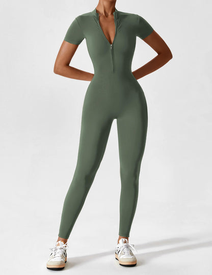 The Lunara Short Sleeve Zipper Jumpsuit