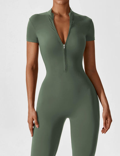 The Lunara Short Sleeve Zipper Jumpsuit