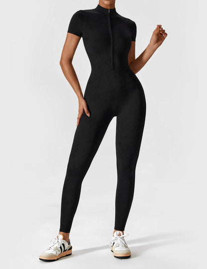 The Lunara Short Sleeve Zipper Jumpsuit