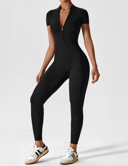The Lunara Short Sleeve Zipper Jumpsuit