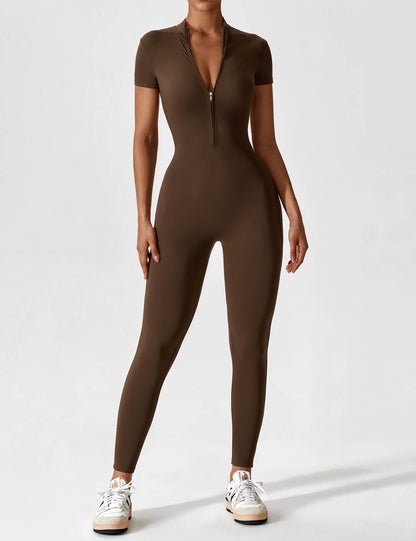The Lunara Short Sleeve Zipper Jumpsuit