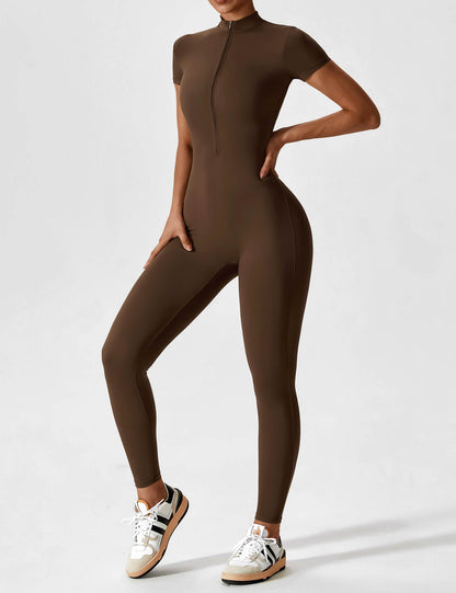 The Lunara Short Sleeve Zipper Jumpsuit