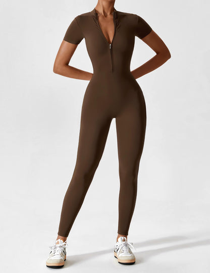 The Lunara Short Sleeve Zipper Jumpsuit