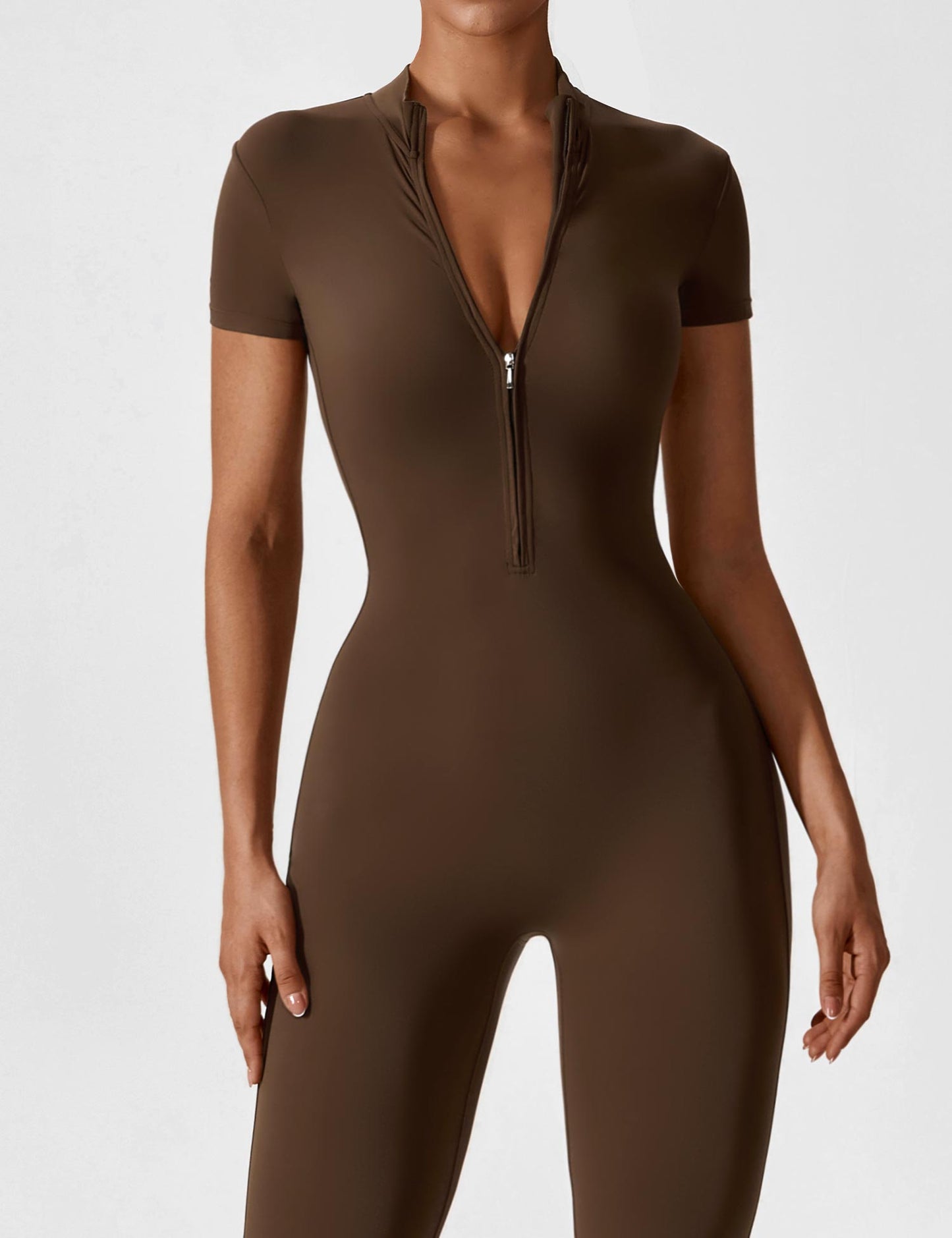 The Lunara Short Sleeve Zipper Jumpsuit